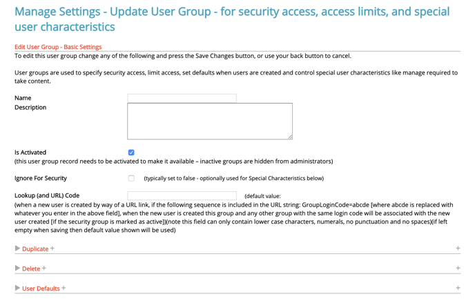 Gauge-KC-User Group Settings